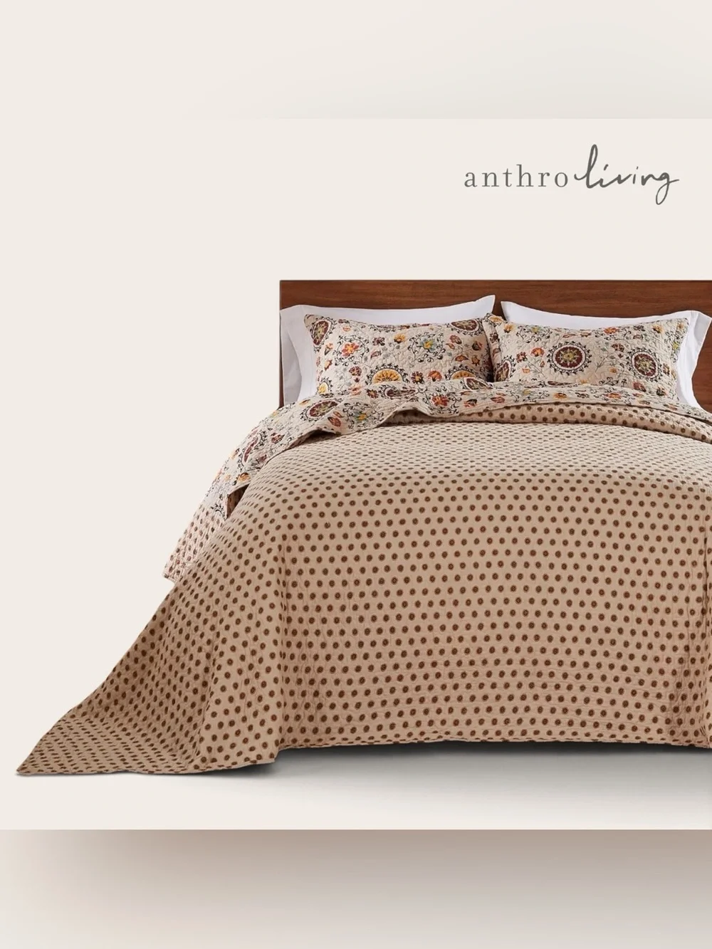 NEW Anthropologie Multicolor Retro Boho Quilt Bedspread Bedding & Sham Set